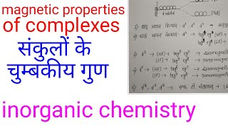 संकुलों के चुम्बकीय गुण magnetic properties of complexesBSC final year inorganic chemistry in hind [upl. by Eahcim]