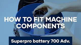 How to Fit Machine Components  Superpro battery 700 Backpack Vacuum  Pacvac Product Training Video [upl. by Emilee174]