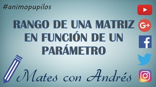 Cómo ESTUDIAR el RANGO de una MATRIZ con PARÁMETROS  Método de Gauss [upl. by Weisler]