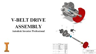 Vbelt drive assembly Autodesk Inventor Professional 2024 [upl. by Sicard]