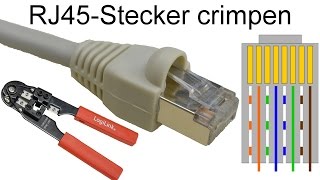 RJ45 Stecker auf Patchkabel crimpen RJ45 Netzwerkstecker aufbringen [upl. by Jenelle518]