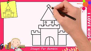 Come disegnare un castello FACILE passo per passo per bambini 1 [upl. by Analed]