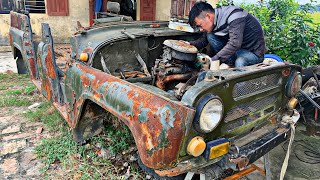 Restoration of ancient cars UAZ 469  Restore and repair of engine gearbox for UAZ 469 vehicle [upl. by Maryn503]