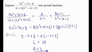 5 Partial Fractions  Example 3 partial fractions with nonfactorizable quadratic factor [upl. by Atsirc937]