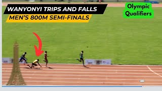 UNEXPECTED Emmanuel Wanyonyi Trips Falls in the 800M Semis 13  Olympic Trials Paris2024 [upl. by Trixi]