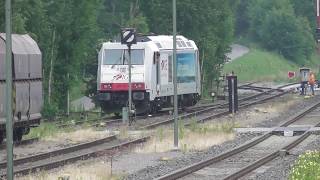 Bahnhof Roßberg mit Kieszug  ein Ganzzug wird beladen [upl. by Nanda184]