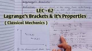 II Lagranges Brackets and Its Properties II With Notes [upl. by Faun]