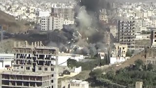 Video shows moment double tap air strike hits Yemen funeral [upl. by Girhiny]