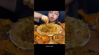 Fried rice spicy chicken and mutton curry😋😋AkanshaASMR asmr mukbang food shortsfeed shorts [upl. by Nilrak]