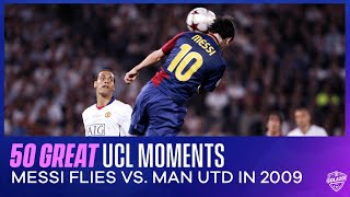 50 Great Champions League Moments Lionel Messis Header vs Manchester United  2009 UCL Final [upl. by Thomey]