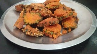 pavakkai fry in tamil II pavakkai chips at home II easy snacks recipes [upl. by Deron]