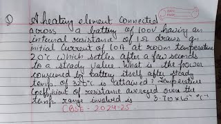 a heating element connected across a battery of 100v having an internal resistance [upl. by Mirella]