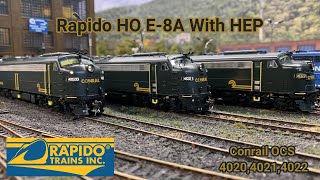 Rapido HO Scale HEP E8A Locomotives  Conrail OCS 4020 4021 And 4022 [upl. by Odlanier245]