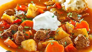 Juicy Beef Goulash  Authentic Hungarian Recipe 🍛 [upl. by Atteuqnas126]