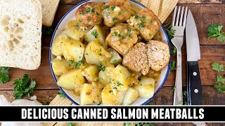 Got Canned Salmon Make these Salmon Meatballs with Potatoes [upl. by Lennej]