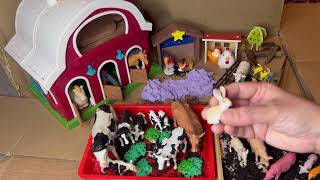 Farm diorama using lots of different farm animals Horsespigscowschickens and many more [upl. by Aisanahta]