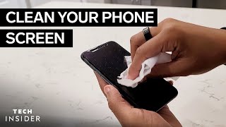 How To Clean Your Phone Screen Apple And Samsung [upl. by Ingrim512]