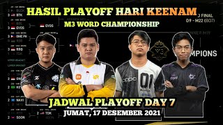 HASIL M3 PLAYOFF DAY 6  JADWAL PLAYOFF M3 MLBB 2021 DAY 7 HARI INI JUMAT 17 DESEMBER 2021 [upl. by Marshall]