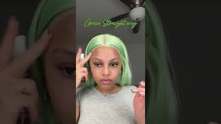 Green Straight Transpaveni Lace Frontad Wig with the feel of an apple💃junodawig hair shorts [upl. by Paulita]