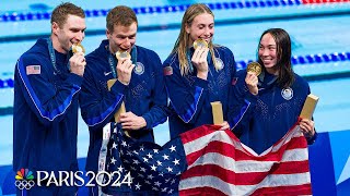 Team USA GETS THE JOB DONE in 4x100 mixed relay behind world record effort  Paris Olympics [upl. by Jeannette]