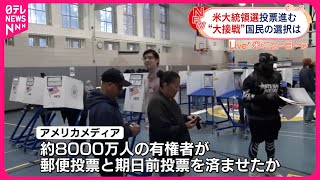 【アメリカ大統領選挙】歴史的大接戦に ニューヨークの投票所から中継 [upl. by Acinet]