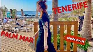 Tenerife🇪🇸PALM MAR walking tour 4K beaches🏖️ beautiful views ocean 🌊 new construction 2024 [upl. by Adigun]