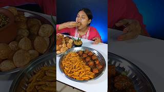 Spicy Golgappa And Manchurian Balls Eating Challenge  Pasta  Indian Street Food Mukbang shorts [upl. by Trudi]