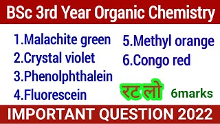 BSc 3rd year oraganic chemistry Dyemalachite green crystal violet Congo red phenolphthalein methyl [upl. by Ginni962]