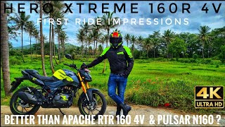 HERO XTREME 160R 4V  REVIEW  BETTER THAN APACHE RTR 160 4V amp PULSAR N160  BEST 160cc BIKE [upl. by Jandel259]