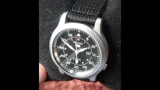 Unboxing Seiko 5 SNK809 quotMilitaryquot 4K Ultra HD [upl. by Avilla]