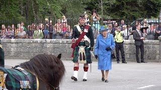 The Queen inspects the guard of honour at the gates of Balmoral Castle and Estate Aug 2018 [upl. by Rebmaed]