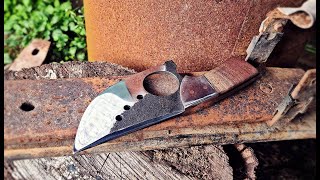 Making a Finger Hole Cleaver Knife from Scrap Metal [upl. by Tiebout]