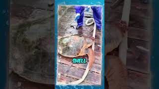 A fisherman encounters a turtle trapped in his fishing net [upl. by Airrej]