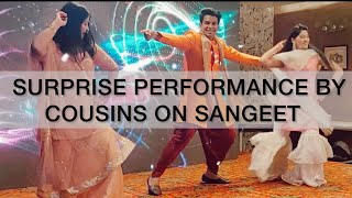 Cousins surprise sangeet wedding dance  Maahi Ve Sweety tera drama  Surprise at end [upl. by Gnah]