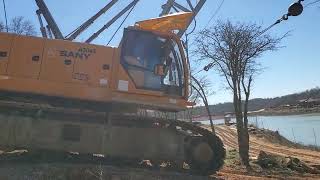 Crawler crane on a slope [upl. by Gurtner]