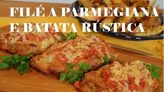 COMO FAZER FILÉ A PARMEGIANA COM BATATA RÚSTICA  Raquel Novais [upl. by Attennaej]