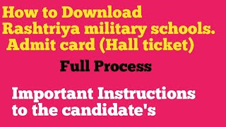 How to download rashtriya military schools admit cardRMS hall ticketrms2022 rms [upl. by Goldshell]