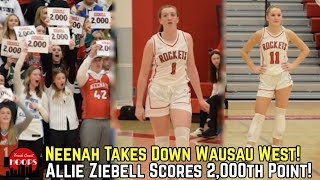 UConn Commit Allie Ziebell Scores 2000th Point Neenah vs Wausau West [upl. by Nnawtna]