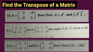 Find the Transpose of a matrix in Telugu  engineering mathematics 1  diploma M1 common for all [upl. by Auos]