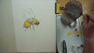 A super cute bumblebee using watercolour and charcoal [upl. by Erny]