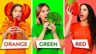 EATING ONLY ONE COLOR OF FOOD FOR 24 HOURS  Last To STOP Eating Wins Pranks by 123 GO CHALLENGE [upl. by Ssilb]