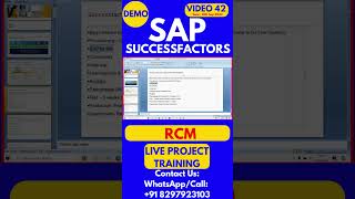 SAP SuccessFactors RCM Training Video 42 10 Sep 2024 sapsuccessfactorstraining [upl. by Sharai]