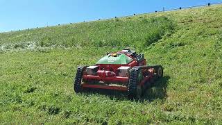 Agria remote controlled lawn mower on the embankment at Hope Valley Reservoir [upl. by Nwadal857]