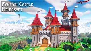 Minecraft How to build a Fantasy Castle  Tutorial [upl. by Aurlie]