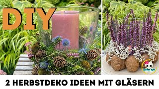 DIY  HERBSTDEKO 🍁 🍁🍁 Ideen mit Gläsern  WINDLICHTER schnell und einfach herbstlich dekorieren [upl. by Suinuj]