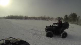 Winter ATV Ride Groomed Trails Two Grizzlies 70klm Loop [upl. by Shirline]