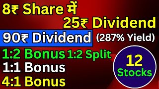 8 ₹ शेयर पर 25 ₹ का Dividend with record date • Top 12 high dividend Bonus share or Stock split news [upl. by Orly192]