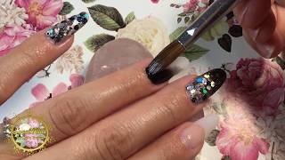 CAVIAR en Uñas de Acrilico Negras con Plata [upl. by Morentz]