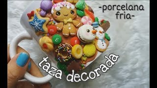 Taza decorada navideña 🍭🎅⛄ porcelanafria [upl. by Reiners775]