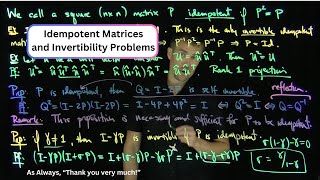 Idempotent Matrices and Invertibility Problems [upl. by Ferriter]